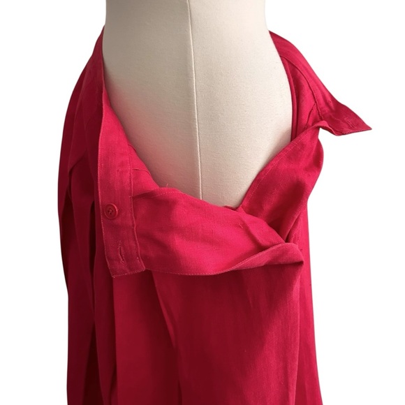 Vintage Lloyd Williams Hot Pink Pleated Linen Culottes Wide Leg Pants Resortwear - Picture 13 of 16